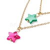 Synthetic Shell Star Pendant Double Layer Necklaces and Dangle Stud Earrings SJEW-F217-01A-G-3