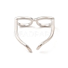 Brass Glasses Frame Open Cuff Ring for Women X-RJEW-F140-140P-2