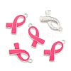 October Breast Cancer Pink Awareness Ribbon Alloy Enamel Pendants ENAM-E262-S-2