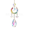 Glass with Natural Quartz Crystal Chip Window Hanging Suncatchers HJEW-JM04574-1