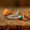 Alloy and Synthetic Turquoise Finger Rings FS-WG19095-04-3