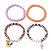 4Pcs Halloween Theme Handmade Polymer Clay Beaded Stretch Bracelets BJEW-TA00469-4