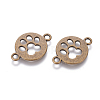 Tibetan Style Flat Round with Dog  Paw Print Alloy Links connectors TIBE-Q045-04AB-NR-2