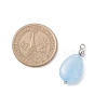 4Pcs 4 Styles Natural Amethyst & Rose Quartz & Green Aventurine & Dyed Quartz Teardrop Charms with Brass Bails PALLOY-JF04268-02-3