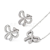 Non-Tarnish 304 Stainless Steel Bowknot Necklaces & Studs Earrings Set for Women NJEW-K276-03P-1