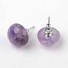Half Round Dome Natural Amethyst Stud Earrings X-EJEW-L171-08-1