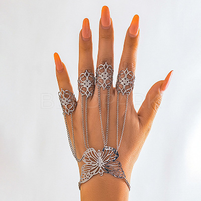 Halloween Gothic Butterfly Iron Finger Ring Bracelets for Women WG5FE4C-02-1