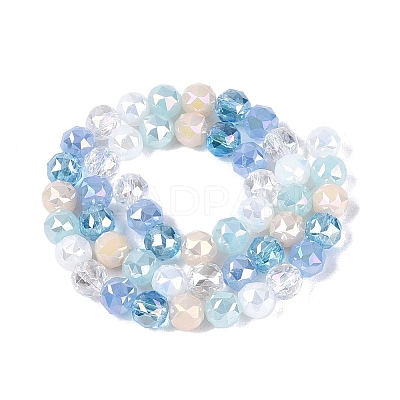 Electroplate Imitation Jade & Opaque & Transparent Glass Beads Strands EGLA-Q135-8MM-A13-1