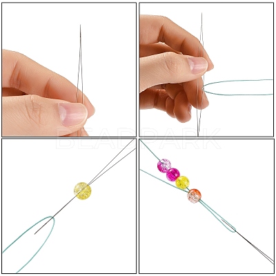 Iron Collapsible Big Eye Beading Needles ES001Y-S-75mm-01-1