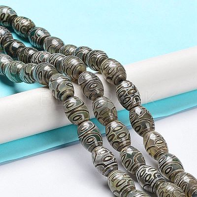 Tibetan Style dZi Beads Strands TDZI-E005-01T-1