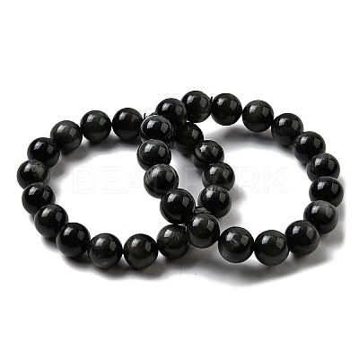 Grade A Natural Eagle Eye Stone Round Beads Stretch Bracelets for Women BJEW-L712-B06-12mm-1