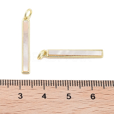 Brass Pave Natural Shell Pendants KK-C051-18G-1