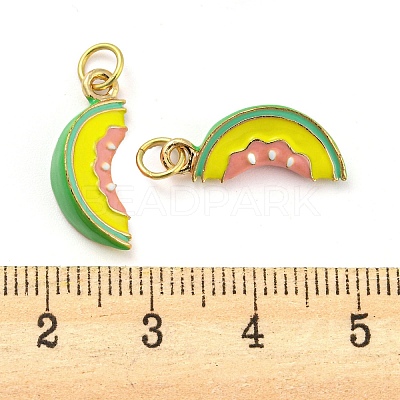 Cantaloupe Rack Plating Brass Enamel Pendants KK-Q804-04G-1