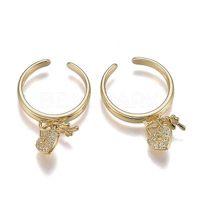 Adjustable Brass Micro Pave Clear Cubic Zirconia Cuff Rings ZIRC-Z002-05G-1