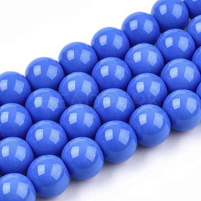 Opaque Solid Color Glass Beads Strands X-GLAA-T032-P8mm-11-1