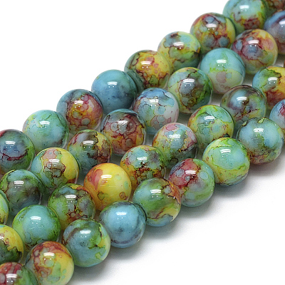 Baking Paint Glass Beads Strands DGLA-S115-8mm-S36-1
