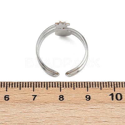 304 Stainless Steel Double Color Cuff Rings RJEW-S635-01GP-05-1