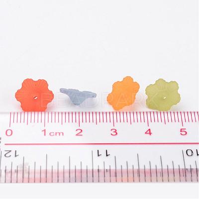 Mixed Color Transparent Frosted Acrylic Flower Bead Caps X-PL561M-1