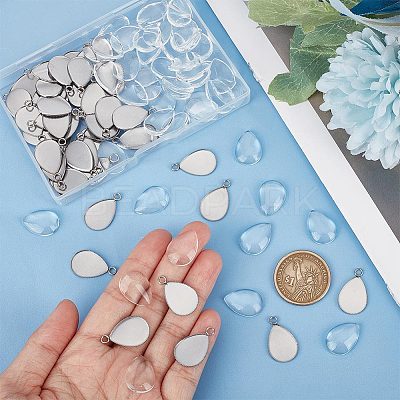 50Pcs 304 Stainless Steel Pendant Cabochon Settings STAS-UN0042-64-1