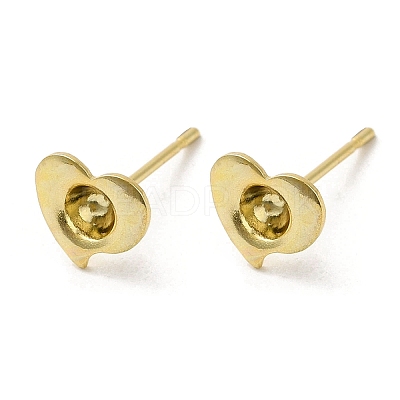 Heart 201 Stainless Steel Stud Earring Findings STAS-Q315-02G-1