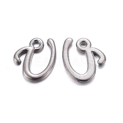 Gunmetal Plated Alloy Letter Pendants PALLOY-J718-01B-U-1