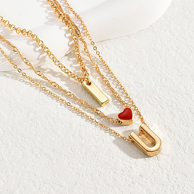 Iron Cable Chains 3 Layer Necklaces AX4550-1