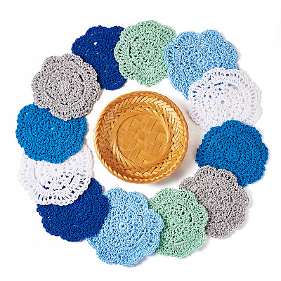 12Pcs 6 Colors Handmade Polyester Cotton Table Mats AJEW-MB0001-08-1