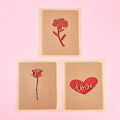 3 Sets Kraft Paper Greeting Cards AJEW-FS0001-27C-1