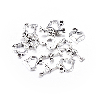 Tibetan Style Heart Toggle Clasps LF1109Y-1