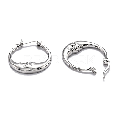Brass Micro Pave Clear Cubic Zirconia Hoop Earrings EJEW-J101-28P-1
