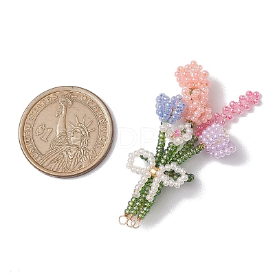 Seed Beads Beaded Charms PALLOY-JF02868-1