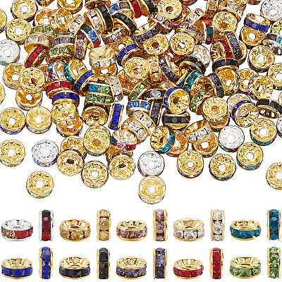 200Pcs 10 Colors Brass Rhinestone Spacer Beads RB-SP001-08B-1