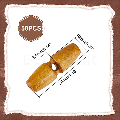 50Pcs 1-Hole Wood Buttons BUTT-UN0001-27B-1