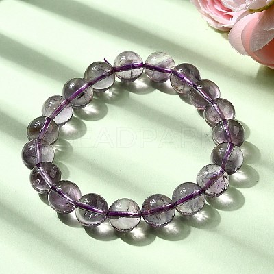Natural Amethyst Round Beads Stretch Bracelets for Women BJEW-L712-B04-10mm-1