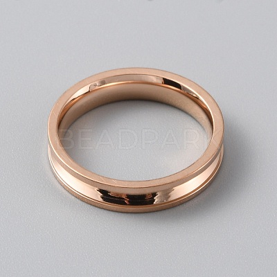 201 Stainless Steel Grooved Finger Ring Settings RJEW-WH0012-11B-1