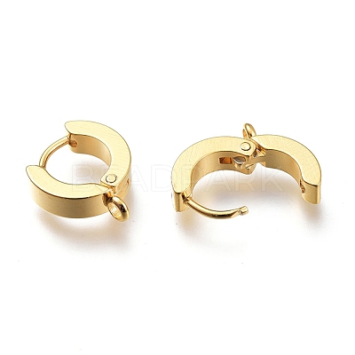 Ion Plating(IP) 304 Stainless Steel Huggie Hoop Earrings Findings STAS-I167-01C-G-1