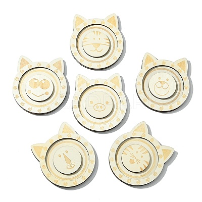 6Pcs 6 Styles Animal Theme Wood Single Bracelet Display Trays ST-CJ0022-03-1