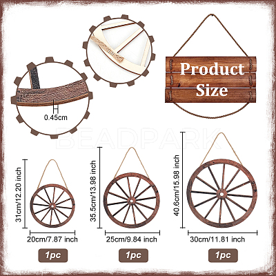 Natural Wood Hanging Wall Decorations Set HJEW-WH0047-22-1