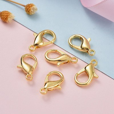 Golden Tone Zinc Alloy Lobster Claw Clasps X-E106-G-NF-1