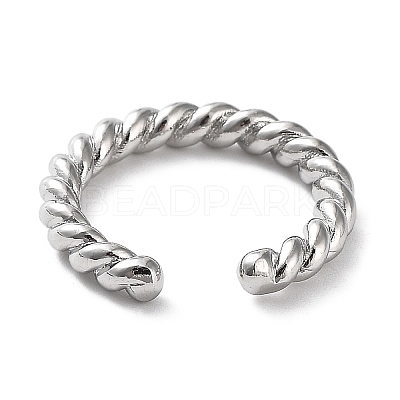 Rack Plating Brass Twist Rope Shape Open Cuff Rings for Women RJEW-Q777-01P-1