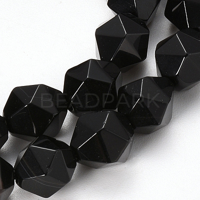 Natural Black Onyx Beads Strands G-Q468-90-8mm-1
