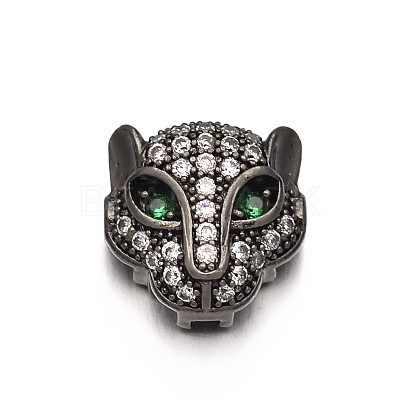 Rack Plating Brass Micro Pave Cubic Zirconia Leopard Hollow Beads ZIRC-I012-18B-RS-1