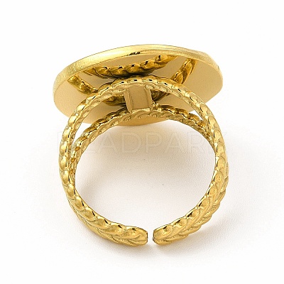 Ion Plating(IP) 304 Stainless Steel Sun & Moon Planet Open Cuff Ring for Women X-RJEW-B027-20G-1