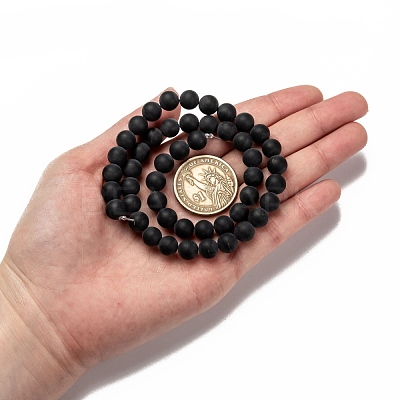 Grade A Natural Black Agate Beads Strands G447-4-1