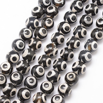 Tibetan Style 3-Eye dZi Beads G-K166-01-10mm-L2-01-1