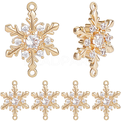 10Pcs Brass Micro Pave Clear Cubic Zirconia Connector Charms ZIRC-BBC0002-86B-1