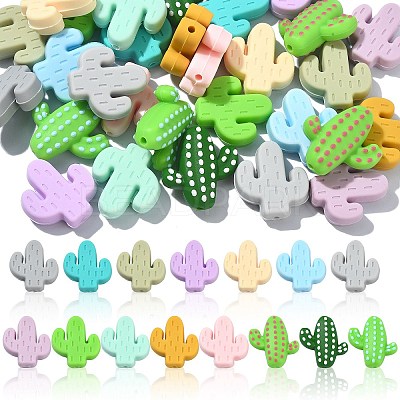30Pcs 15 Colors Food Grade Eco-Friendly Silicone Focal Beads SIL-CJ0001-09-1