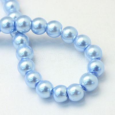 Baking Paint Pearlized Glass Pearl Round Bead Strands X-HY-Q003-4mm-24-1