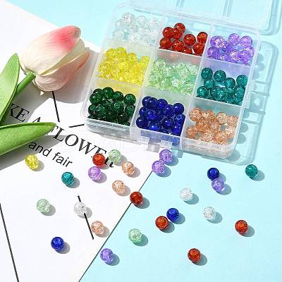 180Pcs 9 Colors Spray Painted Crackle Glass Beads Set CCG-FS0001-03-1