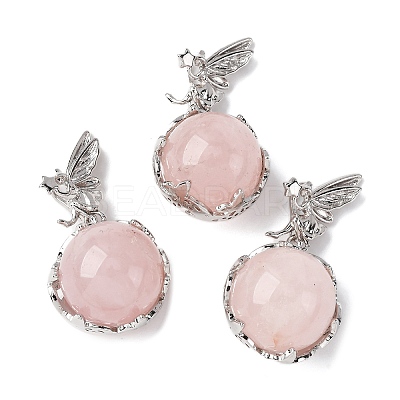 Natural Rose Quartz Round Pendants G-G207-01P-06-1